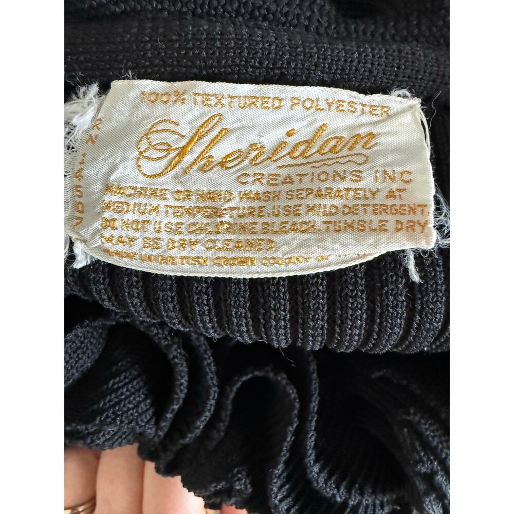 Sheridan Creations Black Ruffle Sweater 60s 70s Vintage Romantic Whimsygoth Sz S - Picture 5 of 5